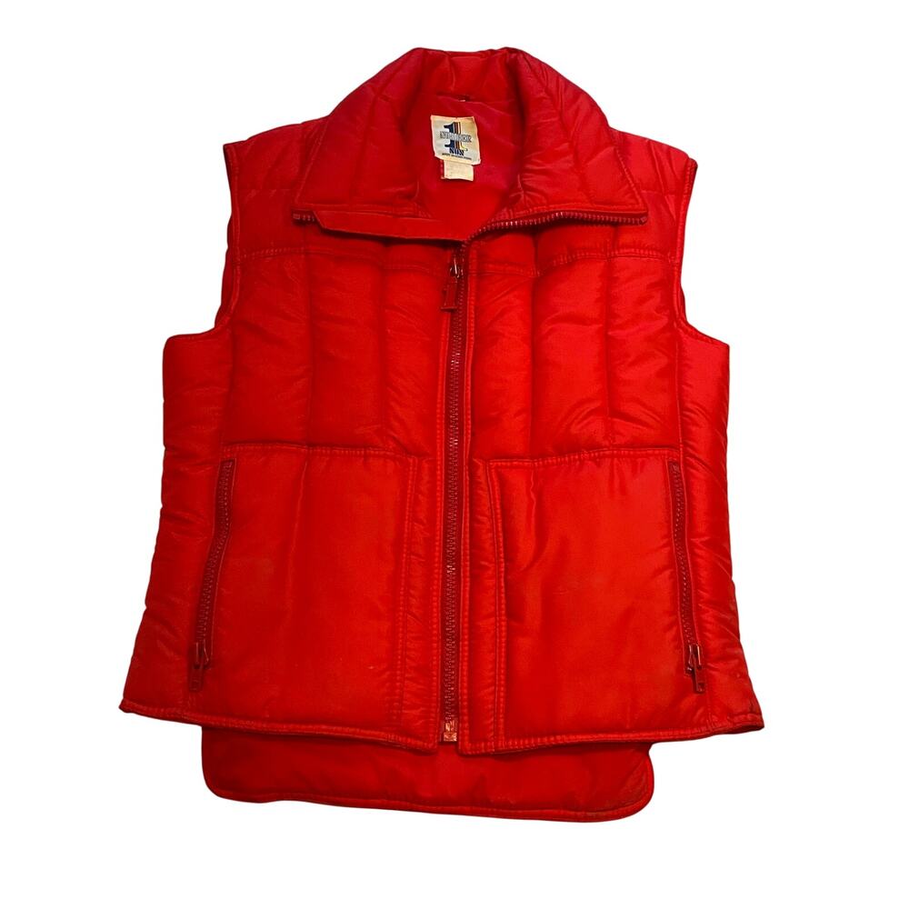 Vintage 80s Number 1 Sun Red Puffer Ski Vest Gorpcore Retro Nylon Size 10 S XS